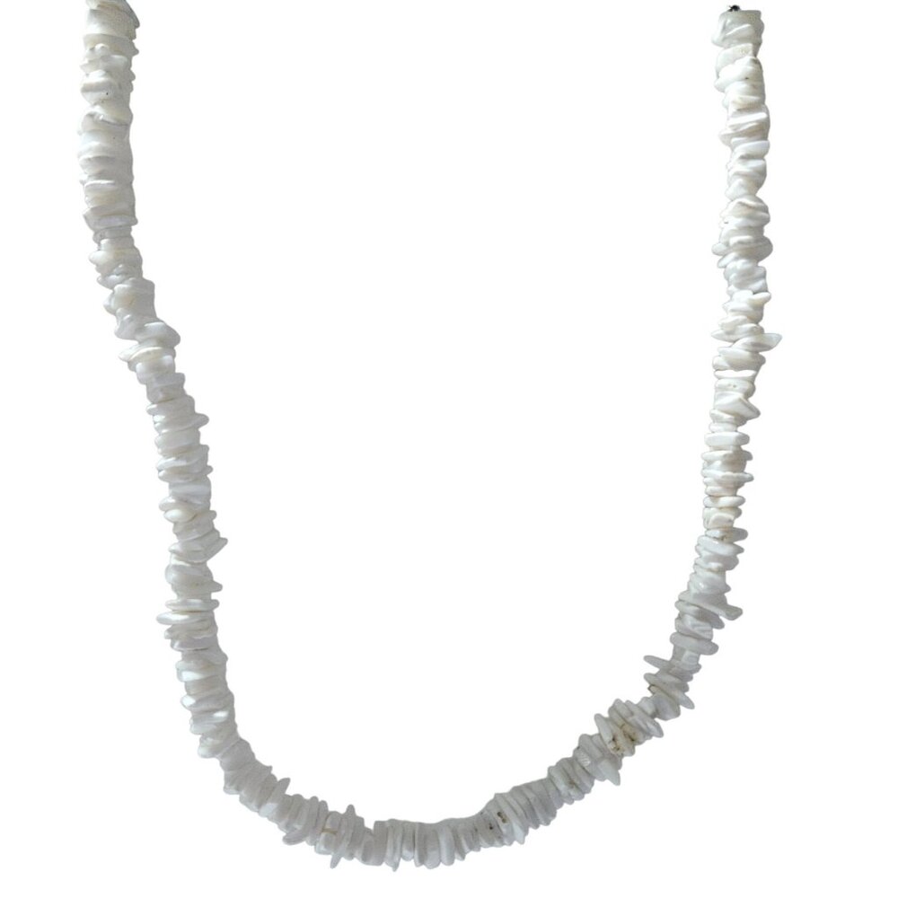 Vintage White Chip Shell Necklace Beach Core Surfer Hawaiian Fashion Jewelry Men
